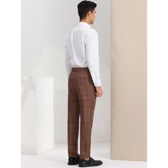 These classic plaid pants feature a regular-fit leg that accentuates your figure. There are a variety of plaid trousers in different colors since fashion is not monotonous. Suitable for work, business, workout, party, date, golf, or at home with family and friends. Plaid pants can be matched with T-shirts, shirts, suits, casual shoes, leather shoes, etc. Mens Plaid Dress Pants, Plaid Dress Pants, Suits Casual, Plaid Trousers, Checked Trousers, Mens Plaid, Fabric Tape, Plaid Pants, Shoes Leather