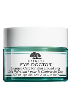 What it is: A moisturizing eye cream with cooling cucumber, soothing rosemary and energizing ginseng.Who it's for: Ideal for those with normal, dry or oily skin types.What it does: It helps counter eye-aging crow's feet, de-pouf puffs and fade dark shadows from sight. Green tea extract helps fight off free-radical damage. How to use: Use morning and evening. Gently pat a small amount around the eye area, avoiding the eyelid. 0.5 oz. Paraben-free; sulfate-free; phthalate-free; propylene glycol-fr Dry Eyelids, Origins Skincare, Moisturizing Eye Cream, Anti Aging Regimen, Eye Doctor, Dark Shadows, Flaky Skin, Best Moisturizer, Green Tea Extract