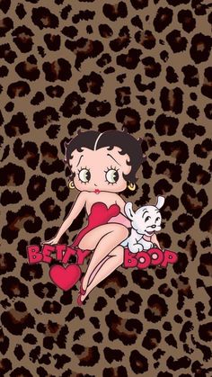 a woman in a bathing suit sitting on top of a leopard print background with the word betty