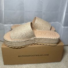 Perfect Trendy Cute Sandal For Any Occasian! Beige Straw Espadrilles For Vacation, Beige Straw Espadrilles For Summer Outings, Beach Espadrilles With Textured Footbed In Natural, Beach Espadrilles With Textured Footbed, Beige Straw Espadrilles For Beach Season, Beach Espadrille Sandals In Natural Color, Natural Espadrille Sandals For The Beach, Beige Espadrilles With Woven Sole For Beach, Beige Espadrilles With Woven Sole For Summer Outings