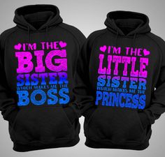 Sister Hoodies, Birthday Sister Gift, Best Friend Hoodies, Sarcastic Clothing, Best Friend T Shirts, Matching Outfits Best Friend, Big Sister Little Sister, Matching Sisters, Funny T Shirt Sayings