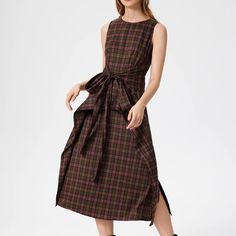 Never Worn. Able To Tie In Front Or Back. Beautiful Plaid Pattern Cider Dresses, Pink Wrap Dress, Plaid Brown, Pink Wrap, Plaid Dress, Pink Brown, Plaid Pattern, Cider, Wrap Dress