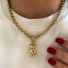 Bear necklace Gift For Girlfriend Aesthetic, Girlfriend Aesthetic, Jewelry Y2k, Y2k Jewelry, Necklace Cute, Bear Necklace, Bear Pendant, Pendant Necklace Gold, Aesthetic Jewelry