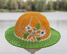 Uncinetto cappello per bambini ragazza estate cappello con | Etsy Orange Sun Hat For Spring Beach Days, Orange Sun Hat For Spring Beach Outings, Orange Sun Hat For Beach In Spring, Orange Summer Hat, Orange Sun Hat For Summer, Cute Brimmed Summer Hat, Green Crochet Bucket Hat For Summer, Cute Bucket Hat For Beach Season, Cute Bucket Hat For Beach In Spring