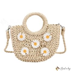 BirdinBag - Bolso femenino nuevo bolso tejido bolso de playa bolso de paja bolso de muñeca bolso de hombro White Crochet Beach Bag With Top Handle, White Top Handle Crochet Bag For Beach, White Crochet Top Handle Bag For Beach, Summer Straw Handheld Bag, Summer Handheld Straw Bag With Braided Handles, Beige Handheld Straw Beach Bag, Beige Summer Handheld Straw Bag, Handheld Straw Bag With Braided Handles For Summer, Summer Beige Straw Handheld Bag