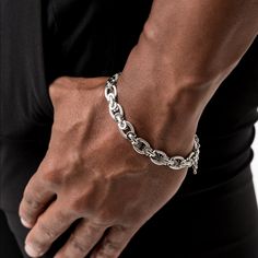 5/$25 Textured Silver Links Are Joined Together With Sleek Silver Fittings Around The Wrist, Creating An Ornate Chain. Features An Adjustable Clasp Closure. Matching Necklace Available (See Listing) Grit And Gridiron Silver Necklace Matching Necklaces, Silver Bracelet, Silver Necklace, Silver