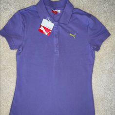 New Puma Polo Shirt Size-Small Color-Purple Brand New Casual Purple T-shirt For Sports, Casual Purple Sports Tops, Casual Purple Tops For Sports, Black And White Hoodies, Athletic Crop Top, Pink Pumas, Puma Sweatshirt, Puma Shirts, Cropped Tee Shirt