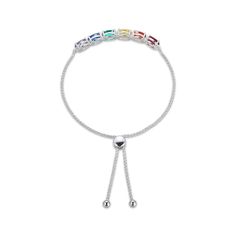 A spectrum of hues is displayed in this simple and stunning rainbow bolo bracelet. Sterling silver The arrangement of oval-cut stones includes a lab-created ruby; a lab-created blue spinel; a lab-created emerald; and one each of yellow, orange, and pink lab-created sapphires The wheat chain and sliding clasp adjust to 9.5 inches Adjustable Rainbow Jewelry For Everyday, Rainbow Colored Oval Jewelry, Modern Adjustable Multicolor Jewelry, Adjustable Oval Fine Jewelry Bracelet, Adjustable Oval Bracelets, Modern Rainbow Jewelry For Gifts, Modern Rainbow Jewelry For Gift, Adjustable Oval Bracelets For Everyday, Modern Rainbow Jewelry Gift