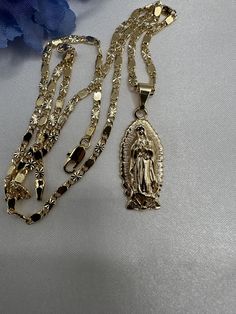 Gold Plated Tarnish free/won't turn your skin green with proper care Pendants and Chains are gold plated 5 times for a long lasting durable shine Gold Virgencita Necklace, Mexican Gold Necklace, Gold Our Lady Of Guadalupe Pendant Necklace, Gold Mexican Jewelry, Latina Necklace, Our Lady Guadalupe, Guadalupe Necklace, Custom Gold Jewelry, Latina Jewelry