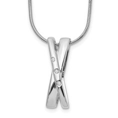 925 Sterling Silver Rhodium-Plated 18 Inch Diamond X Necklace, 2" Ext. 1.49 Grams. Sterling Silver | Purity: 925 | Finish: Polished | Stone Type 1: Diamond | Stone Quantity 1: 3 | Length 20 In | Stone Weight 1: 0.01 Ct | Chain Length: 18 In | Chain Type: Snake | Chain Width: 0.8 Mm | Charm/Element Length: 21 Mm | Charm/Element Width: 7 Mm | Clasp /Connector: Lobster | Extender Length: 2 In | Solid | Stone Shape 1: Round | Stone Size 1: 1.3 Mm | Width 7 Mm | Jewelry Type: Necklaces | Necklace Typ Diamond Ice, Gemstone Engagement, Coin Jewelry, Fine Jewelry Gift, Selling Jewelry, Silver Diamonds, Snake Chain, Type 1, Chain Length