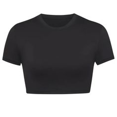 Skims Swim T-Shirt In Onyx Great As Swimwear Or Everyday Wear Size Xs Black Athleisure Cropped T-shirt For Workout, Fitted Black Athleisure T-shirt, Sporty Black Crop Top T-shirt, Fitted Black Sporty T-shirt, Basic Black Sports Top, Trendy Black Workout T-shirt, Trendy Black T-shirt For Workout, Sporty Black Fitted Cropped T-shirt, Black Short Sleeve Crop Top For Sports