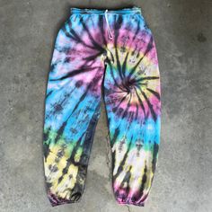 Made to order, white tie dye sweatpants with pockets and drawstring. Tye Dye Sweatpants, Tie Dye Sweatpants, White Sweatpants, Sweatpants With Pockets, Rainbow Tie Dye, Custom Gift Wrapping, Rainbow Tie, Tie Dye Sweatshirt, Tie Dye Hoodie