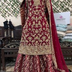 Pakistani Wedding Dress, Lehenga choli, Embroidered Dress, Designer Lehenga, Pakistani Suits, Wedding Dress, Custom wedding dress This is a made-to-order Red Bridal Dress  MATERIAL DETAILS: Shirt: embroidered chiffon  Dupatta: embroidery chiffon duppata  Gharara: Banarsi Gharara  Product details: Chiffon fully heavy embroidered Kameez with Kora Dapka and Zardozi work in golden thread embroidered sleeves  Banarsi lehengas with Zardozi work on the front and back Chiffon bridal duppata with 5 inches boarder NOTE: *NO additional fee will be charged on stitching, the price includes all the expenses. Linning/Inner also available Stitching Service is also provided as per customer requirement Unstitched Wedding Sharara With Intricate Embroidery, Festive Gown With Gold Embroidery For Traditional Ceremonies, Festival Lehenga With Gold Embroidery For Traditional Ceremonies, Gold Embroidered Dupatta For Traditional Ceremonies, Red Lehenga With Gold Embroidery For Wedding, Red Lehenga With Gold Embroidery For Reception, Wedding Lehenga With Intricate Embroidery In Brocade, Brocade Salwar Kameez With Intricate Embroidery For Reception, Anarkali Dupatta With Gold Embroidery For Traditional Ceremonies