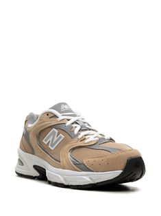 "Find NEW BALANCE 530 \"\"light \"\" Sneakers on Editorialist. blush beige suede trim logo patch to the side logo-print tongue panelled design round toe front lace-up fastening branded insole signature ABZORB® midsole rubber outsole" New Balance Lace-up Running Shoes With Translucent Outsole, New Balance Running Shoes With Round Toe And Logo, New Balance Sporty Beige Sneakers, Sporty Beige New Balance Sneakers, New Balance Lace-up Running Shoes With Logo, New Balance Running Shoes With Logo For Sports, Medium Fit Lace-up Sneakers For Jogging, New Balance Sports Sneakers With Logo, New Balance Logo Sneakers For Sports