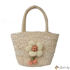 Bird in Bag - New popular straw bags female fashion small flower handbag simple woven handbag Spring Flower-shaped Large Capacity Bags, Trendy Flower Shaped Bag For Beach, Trendy Flower-shaped Beach Bag, Spring Handheld Straw Beach Bag, Eco-friendly Top Handle Beach Bag For Spring, Flower Shaped Summer Bag For Daily Use, Spring Handheld Beach Bag, Spring Straw Shoulder Bag, Eco-friendly Flower Shaped Bags For Spring