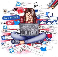 Kristina Webb Art, Stop Bulling, Kristina Webb, Social Media Art, Poster Drawing, Social Issues, Inspire Others, Color Me, A Woman