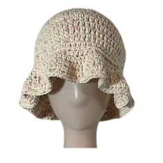 * handmade with cotton yarn 🧶 * breathable and perfect for spring and summer ☀️ * adult sized - measures about 22 inches in circumference Casual Cotton Sun Hat, Casual Cotton Sun Hat One Size, One Size Summer Crochet Hat, Casual Knitted Summer Hats, Casual Summer Knitted Hats, One Size Crochet Yarn Hat For Summer, Cream Lightweight Sun Hat One Size Fits Most, Lightweight Cream Sun Hat One Size Fits Most, Lightweight Cream Sun Hat One Size