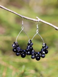 Elegant black BubblyHoops earrings combining black and dark grey beads and silver plated wire in teardrop shape. Ear wires are also silver plated. Total length is: 6.5 cm (2.6") Total width is: 3.7 cm (1.5") We offer two variants of international shipping: -(Free) Standard untraceable shipping - Tracked shipping upgrade Tracked shipping upgrade is our recommended option for the delivery. With tracking number you will be able to check online where exactly your parcel is before it reaches you. The Grey Earrings, Gray Earrings, Grey Beads, Black Boho, Sparkle Earrings, Earrings Elegant, Earrings Black, Jewelry Earrings Hoops, Black And Silver