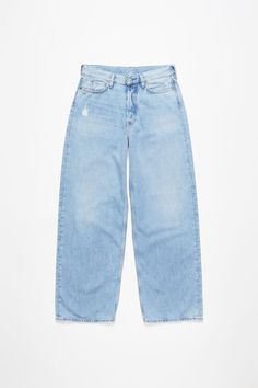 Acne Studios - Loose fit jeans - 1981F - Light blue Light Wash Baggy Straight Leg Jeans, Baggy Faded Cotton Jeans, Faded Baggy Denim Jeans, Faded Baggy Full-length Jeans, Light Wash Baggy Full-length Jeans, Light Blue Pants, Suit Jacket Dress, Willow Smith, Light Jeans