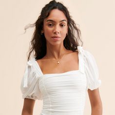 Fitted Summer Top With Ruched Bodice, Summer Tops With Ruched Bodice, Summer Fitted Tops With Ruched Bodice, Fitted Tops With Ruched Bodice For Summer, Summer Puff Sleeve Tops For Gatherings, Chic Fitted Top With Ruched Bodice, Summer Fitted Ruched Top, Spring Square Neck Ruched Top, Fitted Tops With Ruched Bodice For Spring