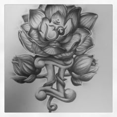 a black and white drawing of a rose