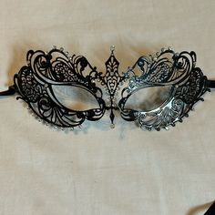 Nwot Metal And Rhinestone Party Mask Excellent Condition Never Worn Elegant Fitted Masquerade Mask For Party, Elegant Masquerade Mask For Party, Elegant Rhinestone Masquerade Mask For Party, Elegant Masquerade Mask With Rhinestones For Party, Elegant Black Masquerade Mask For Party, Rhinestone Party, Party Mask, Halloween 2024, Mask Party