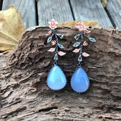 sterling silver blue chalcedony topaz vintage dangle Earrings Elegant Chalcedony Drop Earrings, Elegant Chalcedony Earrings With Natural Stones, Elegant Handmade Chalcedony Earrings, Earrings Dangling, Purple Earrings, Sapphire Earrings, Blue Chalcedony, Stunning Earrings, Etsy Earrings Dangle