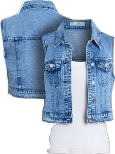 Trendy Blue Sleeveless Denim Vest, Trendy Blue Stretch Denim Vest, Trendy Stretch Blue Denim Vest, Fitted Sleeveless Denim Vest With Pockets, Trendy Blue Vest Outerwear, Casual Sleeveless Denim Outerwear, Sleeveless Denim Casual Outerwear, Sleeveless Denim Vest Jacket, Sleeveless Denim Jacket With Pockets For Fall