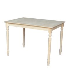 a white table with two legs and a wooden top