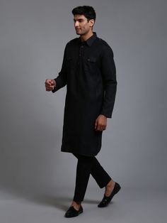 Vastramay Men's Black Pathani Suit Set Make a statement with this classic black Pathani suit set from Vastramay. Crafted from premium fabric, this suit features a comfortable fit and stylish design, perfect for special occasions and festivities. Features: Classic black color Comfortable fit Stylish design Specifications: Brand: Vastramay Color: Black Material: Premium fabric Sleeve Length: Full sleeves Material & Care: 100% Premium fabric. Dry clean only. Legal Disclaimer: The product is guarant Festive Cotton Suits For Formal Occasions, Festive Formal Cotton Suits, Festive Cotton Formal Suits, Traditional Long Sleeve Business Sets, Traditional Black Cotton Bandhgala, Tailored Black Sets With Long Sleeves, Festive Long Sleeve Bandhgala For Business, Black Tailored Long Sleeve Sets, Tailored Black Long Sleeve Sets