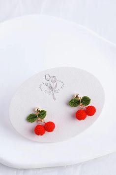 Micro Crochet Cherry Stud Earrings, Handmade Earrings/gift for Her/14 K GOLD Handmade Jewelry/summer Fruit Earrings, Gift for Mom - Etsy Handmade Red Sweet Earrings, Cute Handmade Round Earrings, Cute Handmade Cherry Jewelry, Handmade Cute Cherry Earrings, Sweet Handmade Earrings As Gift, Handmade Cherry Cute Earrings, Sweet Handmade Earrings For Gift, Handmade Casual Earrings For Gift, Handmade Sweet Summer Jewelry