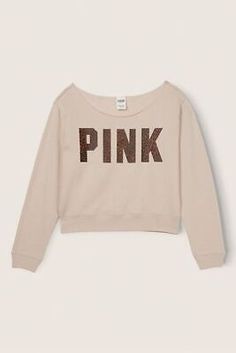 Premium Quality Victoria's Secret PINK Fleece Cropped Off-The-Shoulder Raw Neck Sweatshirt, Womens Tops Pink Outfits Victoria Secret, Pink Vanilla, Pink Fleece, Vanilla Cream, Cropped Sweatshirt, Pink Outfits, Christmas 2022, Crop Sweatshirt, White Sweatshirt