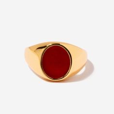 Laurel Oval Red Agate Signet Ring in Gold Plated Silver Oval Signet Ring, Signet Rings Women, Ring Inspo, September Birthstone Jewelry, August Birthstone Jewelry, July Birthstone Jewelry, Gold Signet Ring, Jewelry Ring Box, Pearl Jewellery Earrings