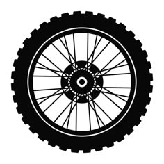 a black and white silhouette of a bicycle tire