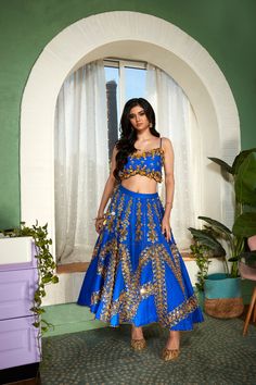 This electric blue colored panelled half lehenga is a work of art, embellished with glass stones, metal pieces, and glass cut beads. The intricate embroidery creates a beautiful shimmering effect that catches the light and sparkles all night long. Night Bling is paired with an original Papa Don't Preach blue blouse, embellished with 3D embroidery.From Papa Don’t Preach’s Capsule collection. DELIVERY TIMEPlease allow 8-12 weeks for your outfit to arrive. FABRIC DETAILSRawsilk Professional cleanin Half Lehenga, Papa Don't Preach, Long Night, 3d Embroidery, Intricate Embroidery, 12 Weeks, Capsule Collection, Raw Silk, Blue Blouse