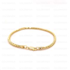 "14K Yellow Gold Diamond Cut Wheat Bracelet, 7.5\" Inch, 2.7mm Thick, Real Gold Bracelet, Wheat Chain Bracelet, Hollow Gold, Women Bracelet High quality, elegant and shiny Round Wheat Chain Bracelet. Crafted from guaranteed 100% 14K Gold.  Width: 2.7 MM    Length: 7.5\"    Weight : 2.52 Gram Closure: Lobster Claw Metal: 14K Yellow Gold Hollow Gold Bracelet SHIPPED FROM NEW YORK CITY FREE SHIPPING on all orders 30 Day Return Hassle Free Weight is approximate and may not be always exactly as stated  At GoldMania we are first of all committed to environmental responsibility. We guarantee that the silver, platinum, palladium and gold we use are strictly ecofriendly and of the highest quality. Thank you GOLDMANIA" Formal Gold Jubilee Bracelet With Snake Chain, Formal Gold Snake Chain Jubilee Bracelet, Gold Jubilee Bracelet With Snake Chain For Formal Occasions, Formal Jubilee Bracelet With Snake Chain, Yellow Gold Jubilee Bracelet With Snake Chain, Formal Flexible Snake Chain Bracelet, Yellow Gold Link Bracelet With Wheat Chain, Yellow Gold Link Bracelet With Diamond Cut, Yellow Gold Snake Chain Bracelet With Lobster Clasp