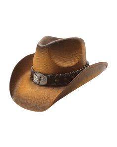 Material: Fine Toyo w. Faux Leather Feature: Comfort Elastic Sweatband Brim Size: 3.25" Enhance your style with our cowhorn embellished hat. The 3.25 inch brim provides ample sun protection while the sweatband inside keeps you comfortable. Perfect for any outdoor activity. Western Style Sun Hat For Rodeo, Western Style Straw Cap For Country Events, Brown Mini Hat With Short Brim For Rodeo, Western Style Costume Hats For Rodeo, Western One Size Costume Hats For Rodeo, Adjustable Brown Mini Hat For Rodeo, Vintage Adjustable Felt Hat For Rodeo, Adjustable Vintage Felt Hat For Rodeo, Brown Brimmed Mini Hat For Rodeo