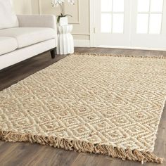 Safavieh Natural Fiber NF-450 Rugs | Rugs Direct Ivory Carpet, Jute Rug Living Room, Seagrass Rug, Tassel Decoration, Area Room Rugs, Diamond Trellis, Countryside Style, Jute Rug Runner, Jute Area Rug