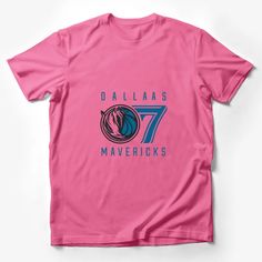 a pink t - shirt with the word,'dallas 76'in blue on it