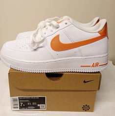 Nike Air Force 1 Nn Gs Kwe Size: 8.5 Women= 7 Youths Color: White/Safety Orange **Reasonable Offers Are Welcome** Add Some Legendary Flair To Your Look With This Air Force 1 Next Nature. Durable Synthetic Leather And Nike Air Cushioning Give You Timeless Style And Comfort, While Special Swoosh Logos Feature Colors That Shift Subtly As You Move. These Kicks Will Have You Rocking Nothing-But-Net Style From The Classroom To The Park And Everywhere In Between. From Tough Stitching To Pristine Materi White Synthetic Nike Air Force 1 For Light Sports, Nike Air Force 1 White Cushioned For Light Sports, Nike Air Force 1 White Synthetic Shoes, White Low-top Nike Air Force 1 In Synthetic, Casual White Nike Air Force 1 With Air Cushioning, High-top White Nike Air Force 1 For Casual Wear, White Synthetic Low-top Nike Air Force 1, White Nike Air Force 1 Low-top With Air Cushioning, Nike Shoes Orange