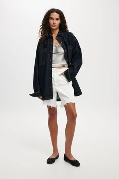 Oversized Denim ShirtCotton On Women - Oversized Denim Shirt - IndigoCotton On | Women | Clothing | JacketsCotton On | Women | Clothing | JacketsCotton On | Women | Clothing | Jackets Relaxed Fit Dark Wash Denim Top With Frayed Hem, Trendy Relaxed Fit Denim Top With Frayed Hem, Oversized Dark Wash Shirt For Spring, Oversized Cotton Denim Top For Everyday Wear, Cotton Denim Top With Frayed Hem And Relaxed Fit, Relaxed Fit Denim Jacket With Frayed Hem And Button-up, Relaxed Fit Denim Jacket With Frayed Hem, Relaxed Fit Denim Top With Frayed Hem And Button-up, Dark Wash Oversized Denim Top