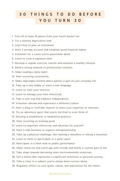 This list contains ideas for your personal bucket list of things you can do before you turn 30 Personal Items List, Do Something New Everyday List, Skills To Learn In Your 20s List, In Your 20s Advice, Personal Growth Bucket List, How To Improve Imagination, Goals To Have In Your 20s, Tips For Your 20s, Breakup Bucket List