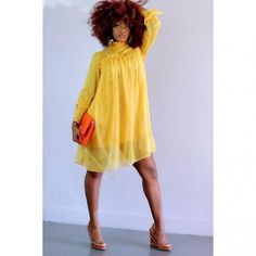 This yellow chiffon mini dress is the perfect addition to anyone's wardrobe, no matter what their style. It will be the talk of the room when you walk in wearing it, so act now before they are gone for good.Material: 90% polyester; 10% spandexSilhouette: flareHemline: MiniSleeve Length: Long SleeveNeckline: HighClosure: back zipperElasticity: High ElasticityPattern: SolidColor: YellowSizes: S.M.L.XLStyle: Elegant, Cocktail, Casual, Young Contemporary Yellow Long Sleeve, Gone For Good, Chiffon Mini Dress, China Dress, Chiffon Long Sleeve, The Talk, Wholesale Dress, The Room, Chic Dress