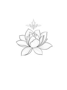 a black and white drawing of a lotus flower