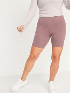 The biker shorts you love just got better! Now with a heavier-knit fabric and a thicker, more supportive waistband.  Elasticized high-rise waistband.  Soft-washed, medium-weight cotton jersey, with comfortable stretch.  Easy pull-on style.  @modelsiz Casual Workout Bottoms Mid-thigh Length, Casual Spring Leggings With Built-in Shorts, Basic Bottoms With Ribbed Waistband, Short Length, Casual Biker Shorts With Elastic Waistband, Casual Biker Shorts With Short Leg, Basic Bottoms With Ribbed Waistband And Short Length, Casual Stretch Biker Shorts With Short Inseam, Casual Bottoms With Elastic Waistband, Mid-thigh Length, Casual Activewear With Elastic Waistband, Mid-thigh Length