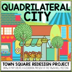 an advertisement for the town square redesign project, with trees and buildings in the background