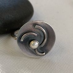 Updates from mese9 on Etsy Pearl Christmas, Metal Jewelry Making, Wide Silver Ring, Oxidized Silver Rings, Metalwork Jewelry, Mixed Metal Jewelry, Silver Jewelry Design, Statement Ring Silver, Christmas Gift For Her