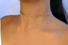 Chains are adjustable. Luxury Gold Choker, Golden Choker, Prom 2022, Enchanted Jewelry, Choker Necklace Gold, Simple Choker, Prom 2020, Gold Chain Choker, Instagram Feeds