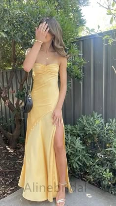 Yellow Sweetheart Sleeveless Sheath Long Prom Dress, PD3742Description:1. Material:satin,pongee. 2. Color: custom colors are welcome, please Contact us and tell us style number, we will send you color charts to choose.3. Size: standard size or custom size, if you need custom service, we need following measurements, please leave information in the note of shopping cart. * are necessary.*bust _______ cm/inch*waist _______cm/inch*hips _______cm/inchshoulder to shoulder _______cm/inch (from back of Yellow Party Dresses, Prom Dress Inspo, Prom Dresses Yellow, Prom Inspo, Prom Dress Inspiration, Cute Prom Dresses, فستان سهرة, Pretty Prom Dresses, Grad Dresses