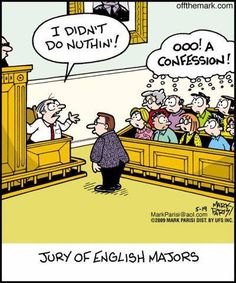 a cartoon depicting a courtroom full of people with speech bubbles saying i didn't do nothing